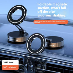 Car Mobile Phone Holder Strong Magnetic Ring Folding Rotating Car Bracket
